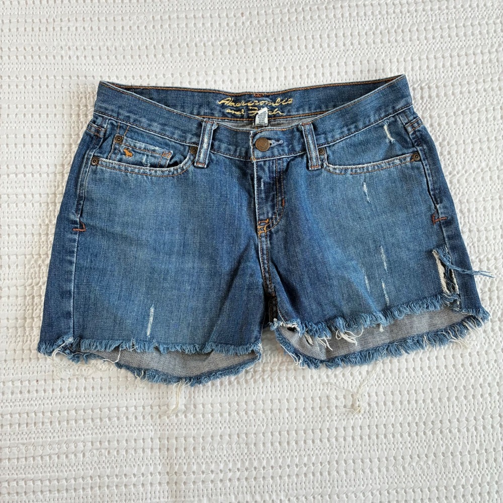 Vtg Y2K Abercrombie & Fitch Shorts Low Rise Raw Hem Distressed Madison Women 4R